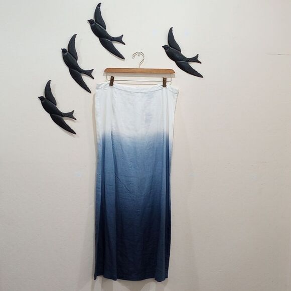 NEW! Blue By Saks Fifth Avenue Ombre Linen Skirt - Size L - $120 - Picture 2 of 8